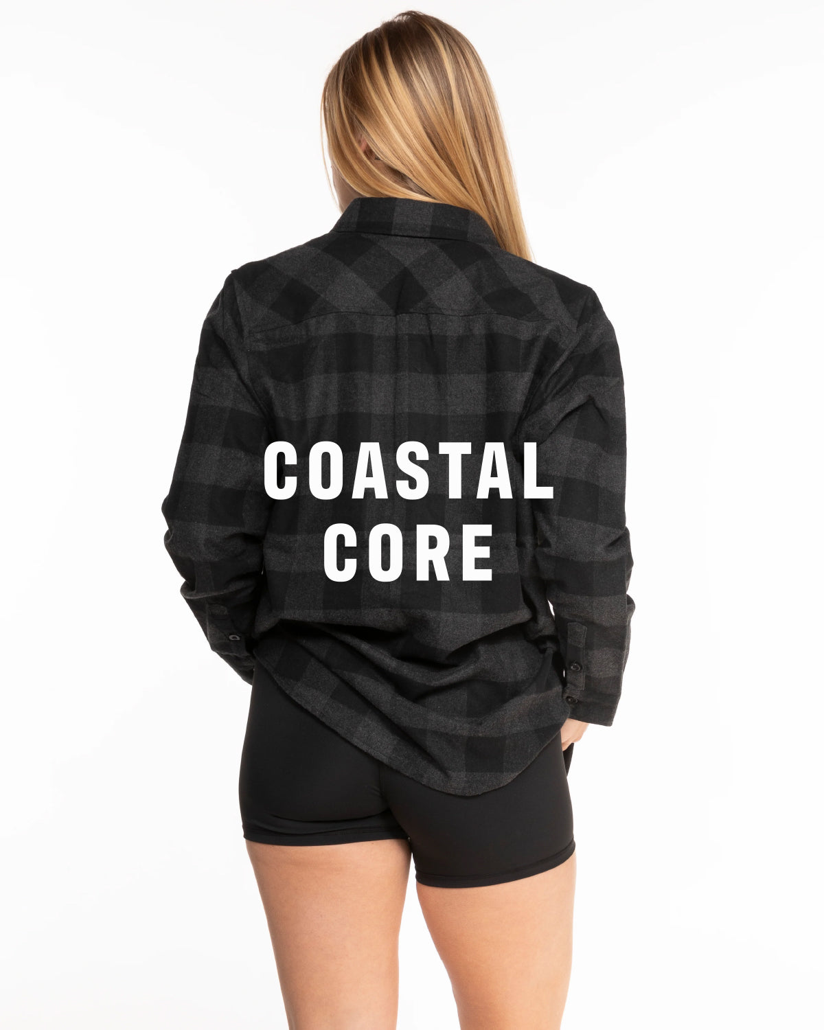 The Flannel - Gray / Black - Coastal Core - Left Chest & Center Back Stacked - White
