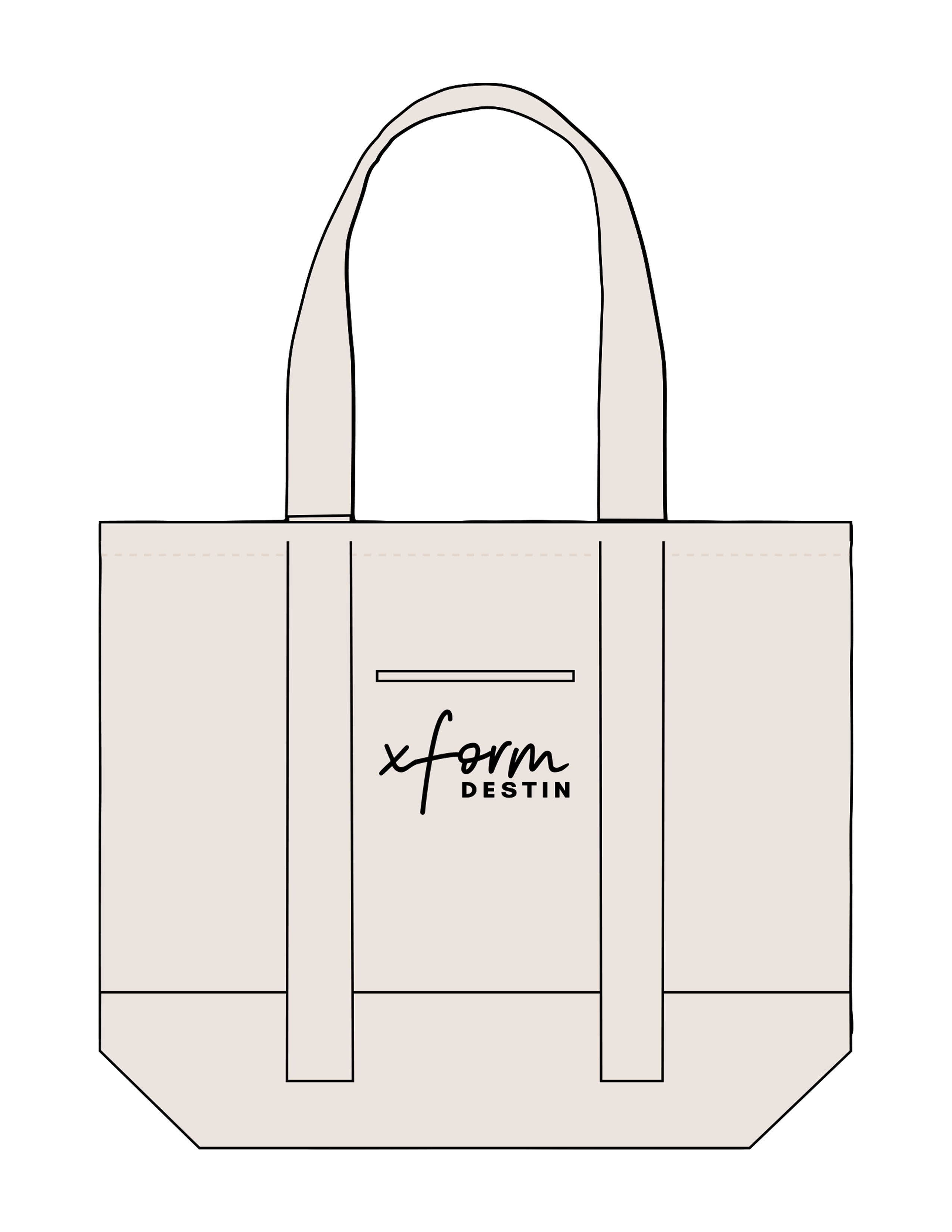 The Contrast Tote Bag - Natural / Natural - treadformer30A - Center Body Stacked - Printed - Black