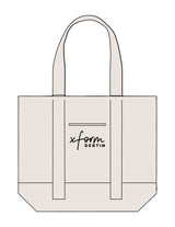 The Contrast Tote Bag - Natural / Natural - treadformer30A - Center Body Stacked - Printed - Black