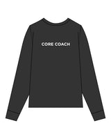 The Womens Heavyweight Long Sleeve - Washed Black - Core Lab - Center Chest & Center Back "CORE COACH" - White