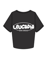 The Crop Tee - Charcoal - Left Chest Stacked & Back Center Stacked - White