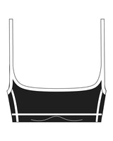 The Piped Scoop Sports Bra - Black - Champagne Lion - Center Chest - Printed - White