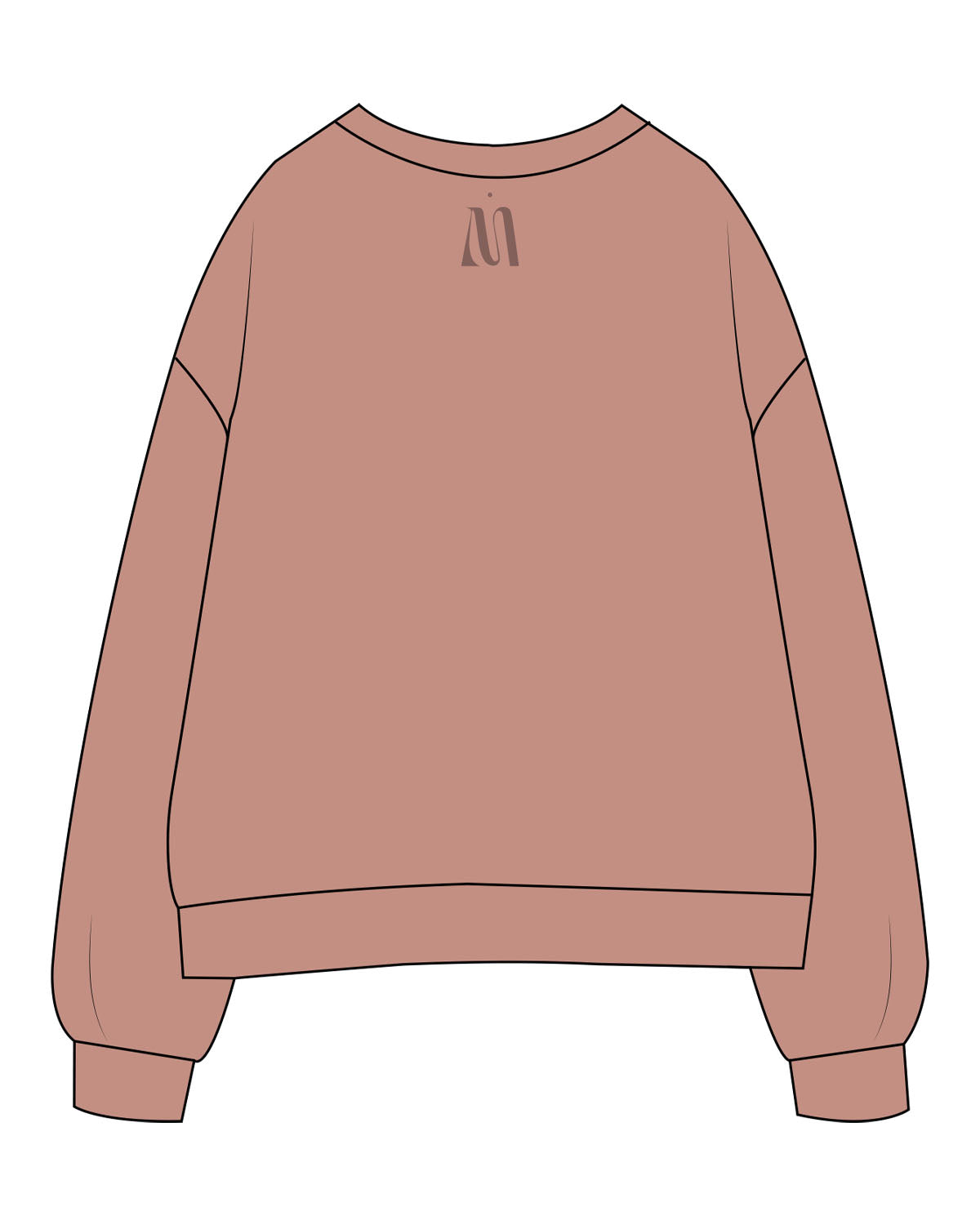 The Womens Crewneck - Clay - Modern Art - Center Chest Stacked & Back Neckline - Printed - Tone on Tone