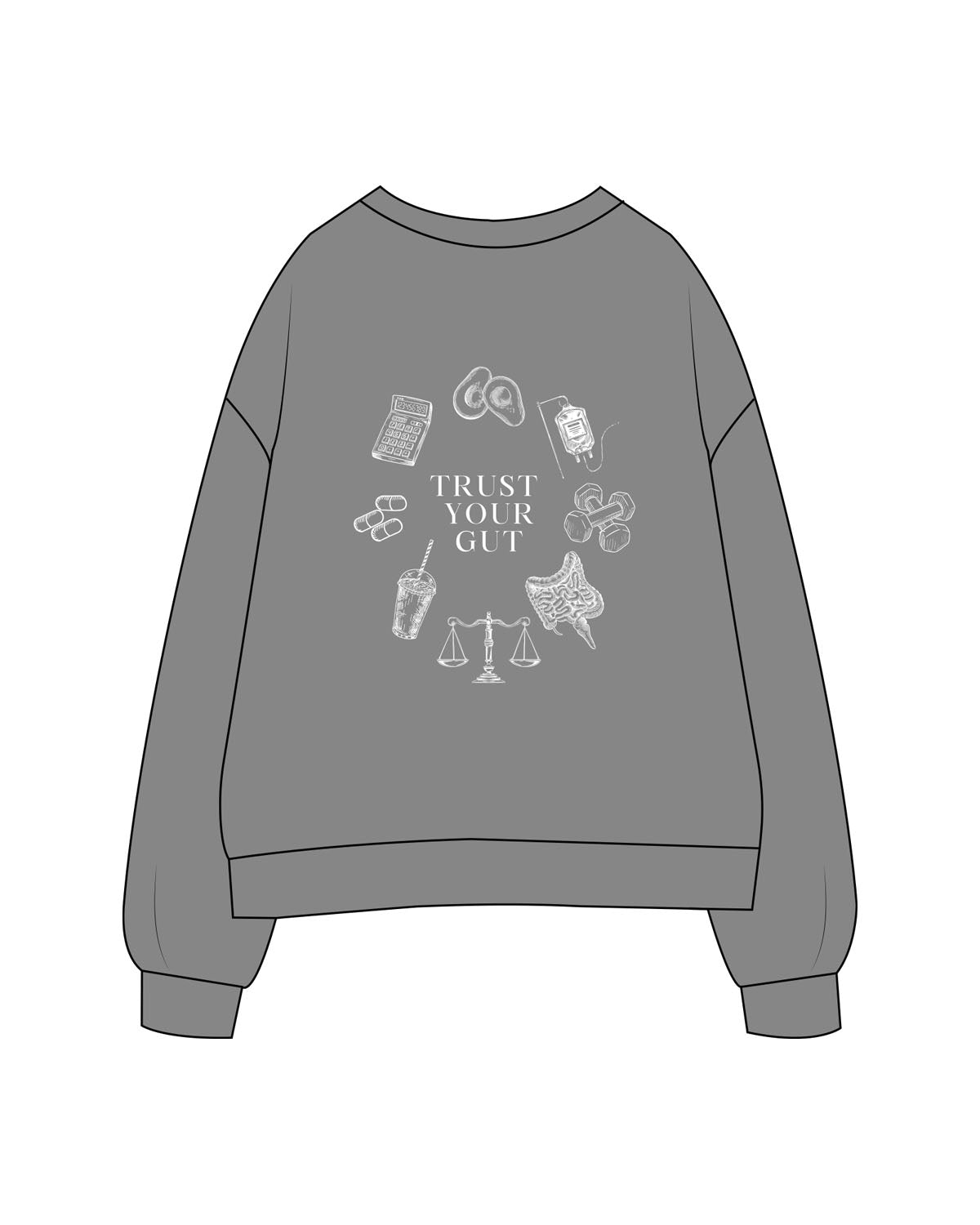 The Mens Crewneck - Shadow - UCSD Health - Left Chest & Back Round "TRUST" - Printed - White