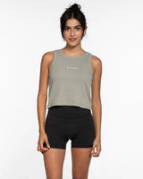 The Ribbed Crop Tank - Eucalyptus - Be The Studio - Center Chest - Embroidered - White