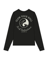 The Unisex Midweight Long Sleeve - Black - Surf Salutations - Left Chest & Back - Printed - Off White