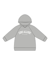 The Kids Hoodie - Heather - Core Allure Pilates - Center Chest Arc Stacked - Printed - White