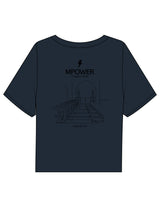 The Boxy Crop Tee - Navy - MPOWER - Left Chest Stacked & Back Image - Printed - Black