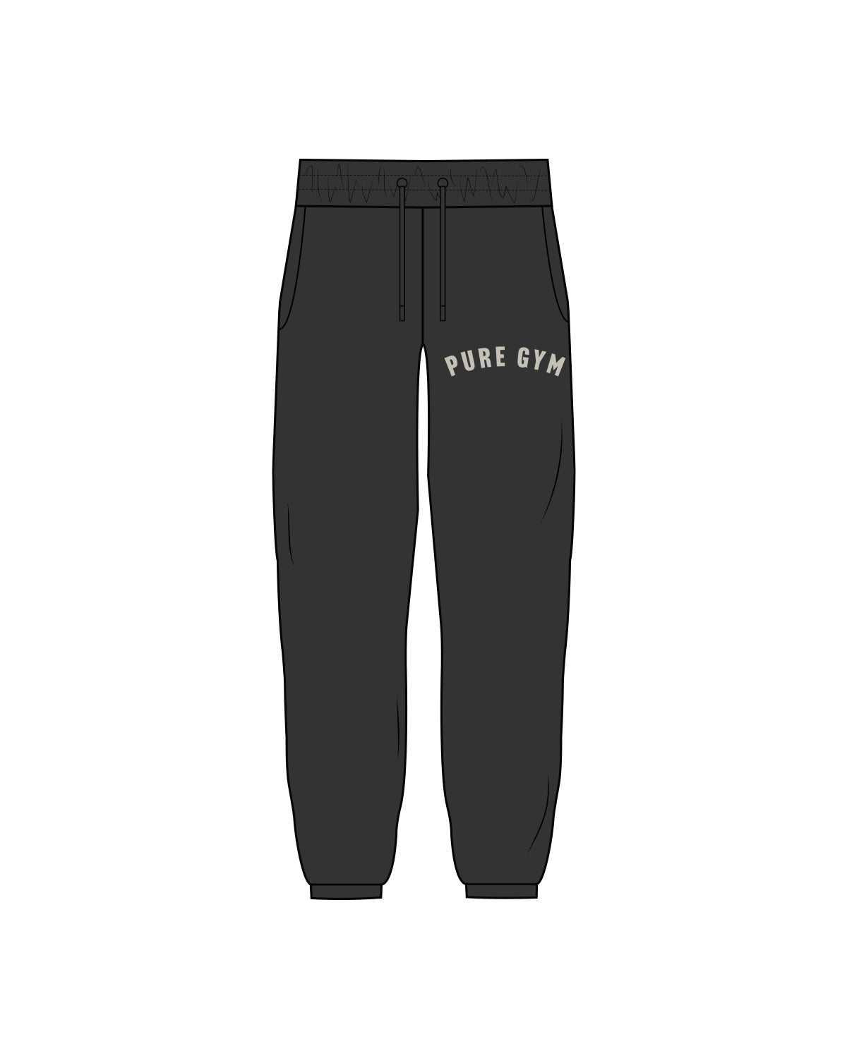 The Classic Sweatpants - Washed Black - Pure Movement - Left Leg - Washed Bone