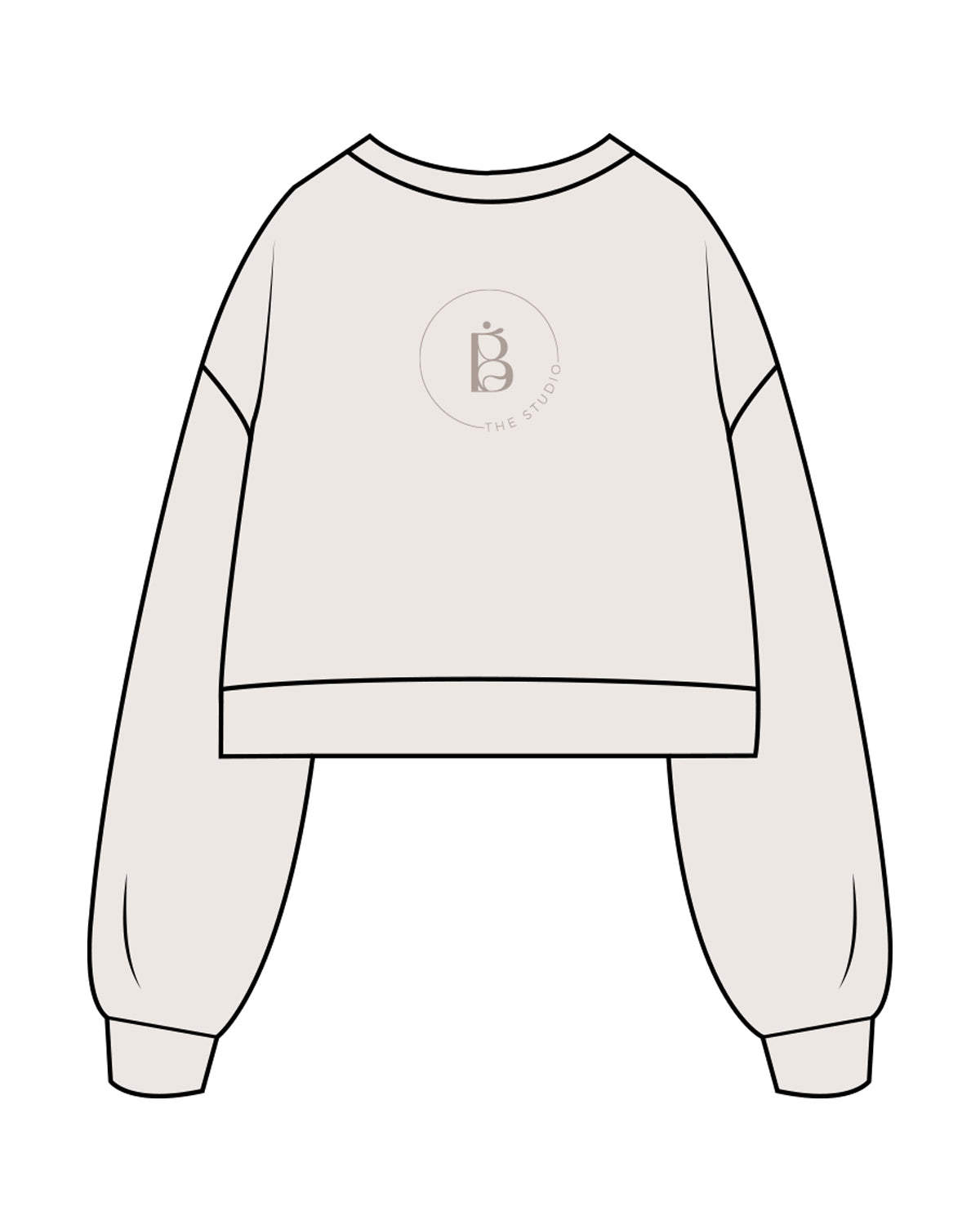 The Womens Crop Crewneck - Bone - Be The Studio - Center Back Round - Embroidered - Tone on Tone