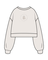 The Womens Crop Crewneck - Bone - Be The Studio - Center Back Round - Embroidered - Tone on Tone