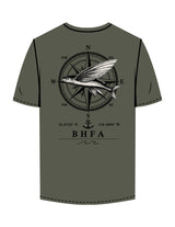 The Mens Tee - Cypress - BHF Fishing - Left Chest - Left & Right Sleeve - Back Compass - Full Color Ivory