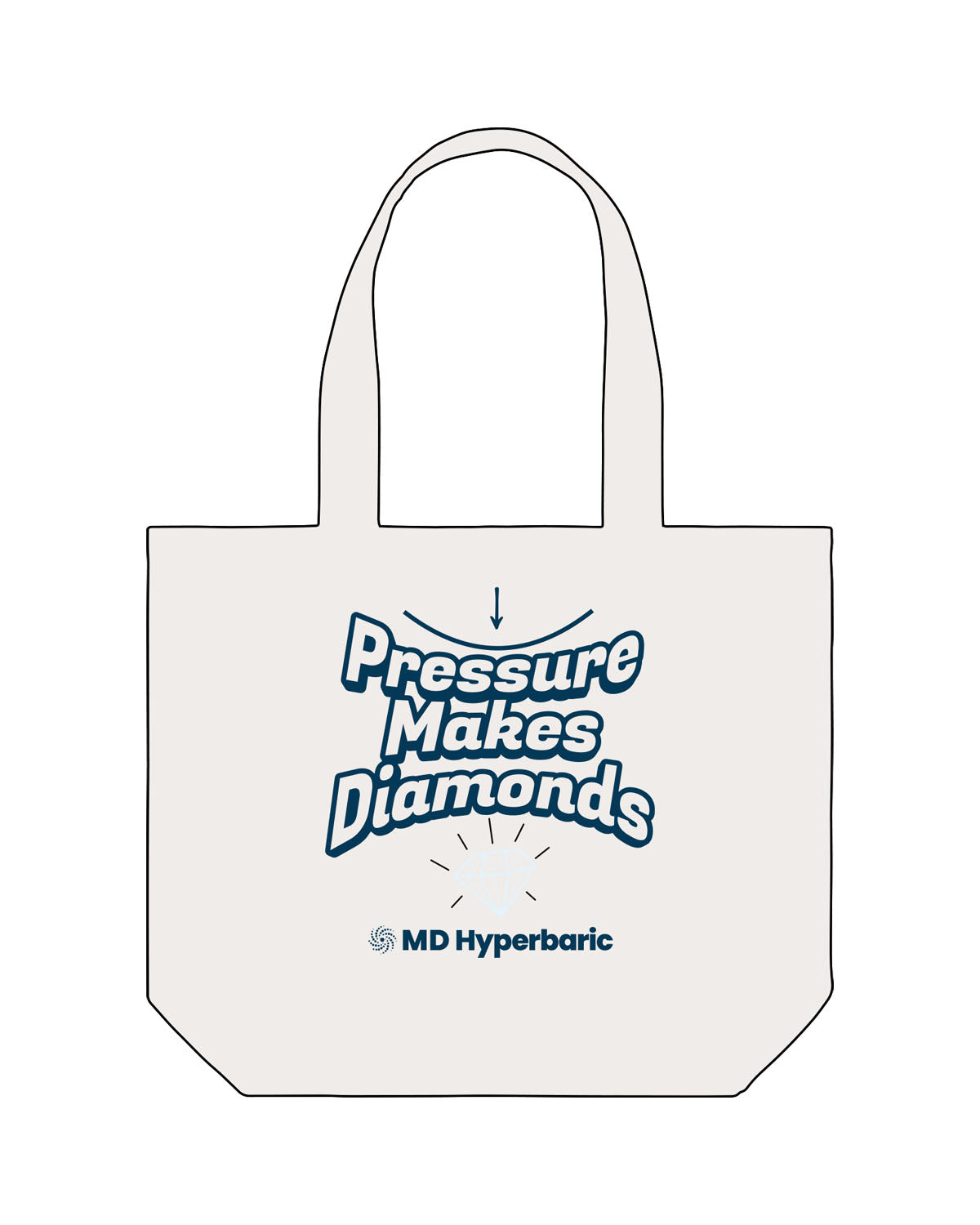The Tote Bag - Natural - MD Hyperbaric - Center Body Stacked "DIAMONDS" - Printed - Full Color