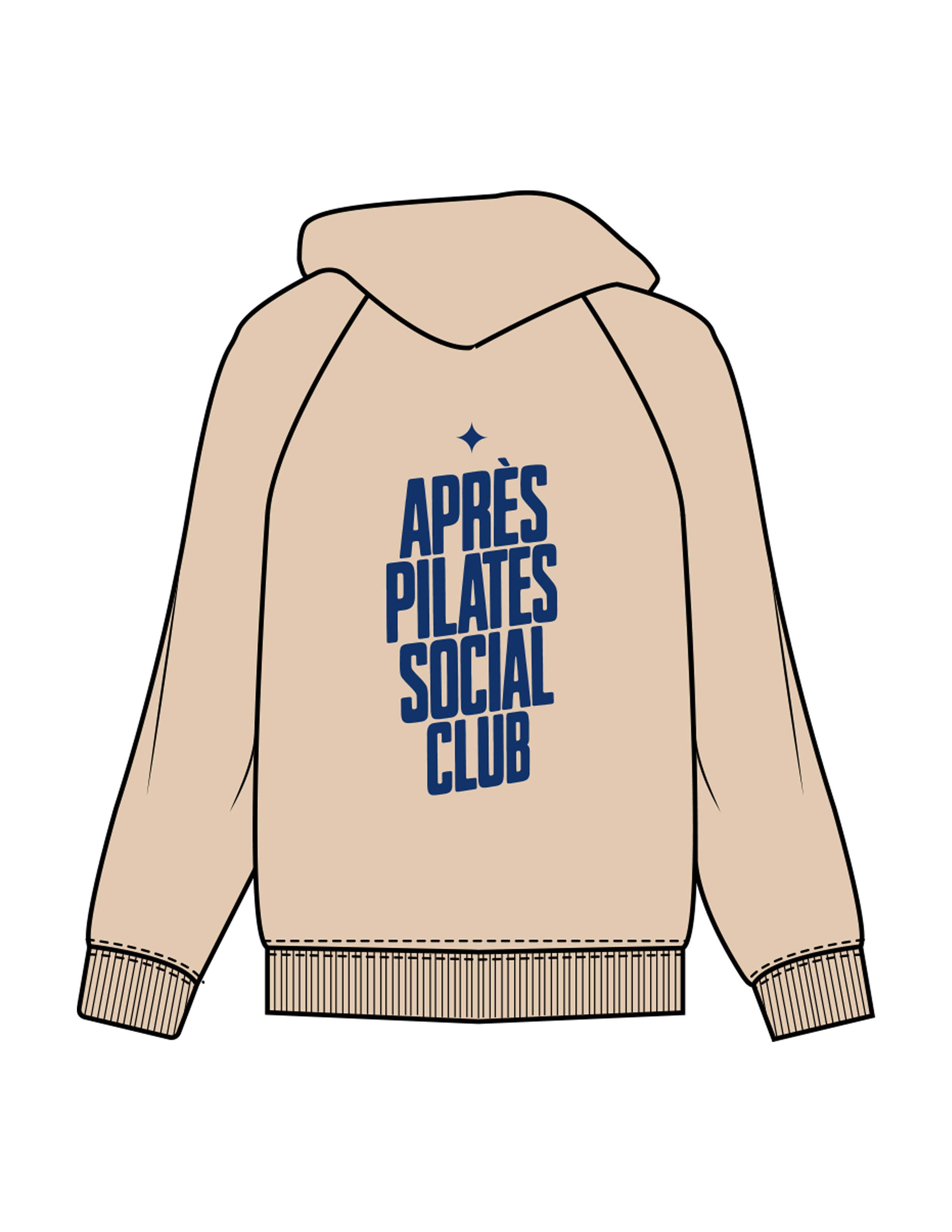 The Half Zip Hoodie - Nude - LA FORME PILATES - Left Sleeve - Embroidered - Full Back - Printed - Navy