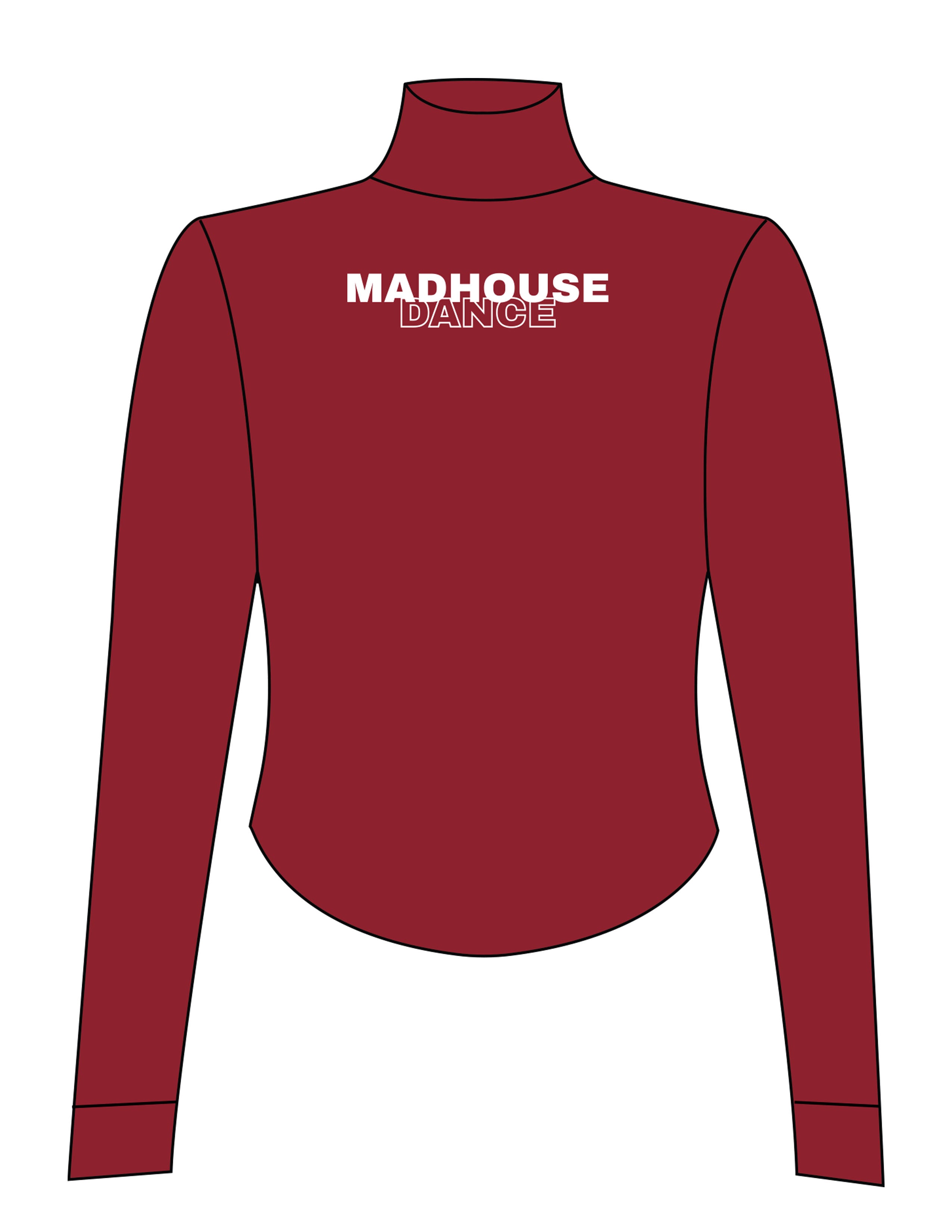 The 3/4 Crop Zip Jacket - Red - Mad House - Left Chest "MH" & Back Stacked - White