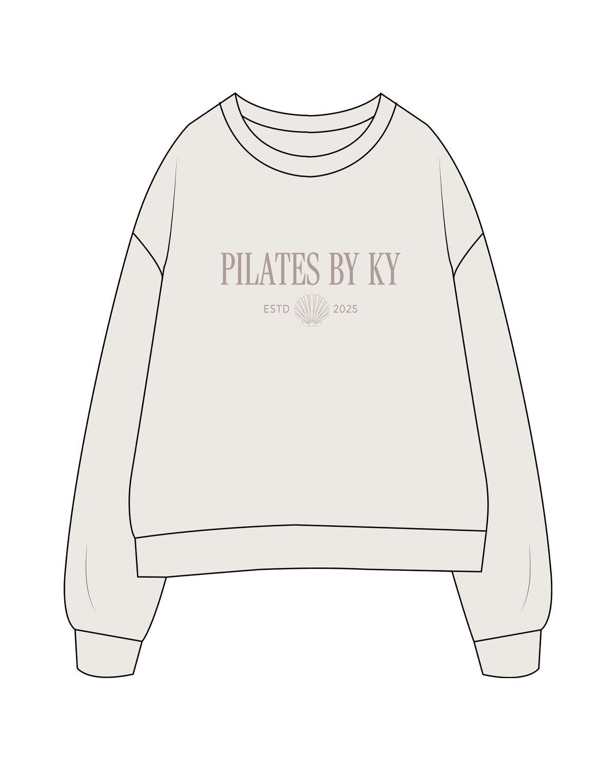 The Womens Crewneck - Bone - Pilates By Ky - Center Chest - Tone on Tone