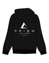 The Mens Classic Hoodie - Black - Prism Jiu Jitsu - Center Chest & Back Stacked - Printed - White