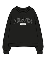 The Womens Crewneck - Black - Erabelle - Chest Arc Stacked "PILATES" - Printed - White