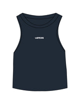 The Micro Rib Racer Crop - Navy - NSpiers - Center Chest - Embroidered - White
