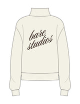 The Womens 1/4 Zip - Off White - Bare Studios - Left Chest Stacked & Back Stacked "BARE STUDIOS" - Printed - Brown