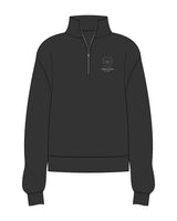 The Womens 1/4 Zip - Washed Black - Aligned Pilates - Left Chest Icon Stacked - Embroidered - Off White