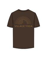 The Mens Tee - Chocolate - Village Yoga - Center Chest Circular & Center Back Stacked - Printed - Full Color