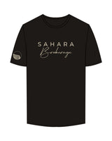 The Mens Tee - Charcoal - Sahara Brokerage - Center Chest Stacked & Right Sleeve - Embroidered - Tan