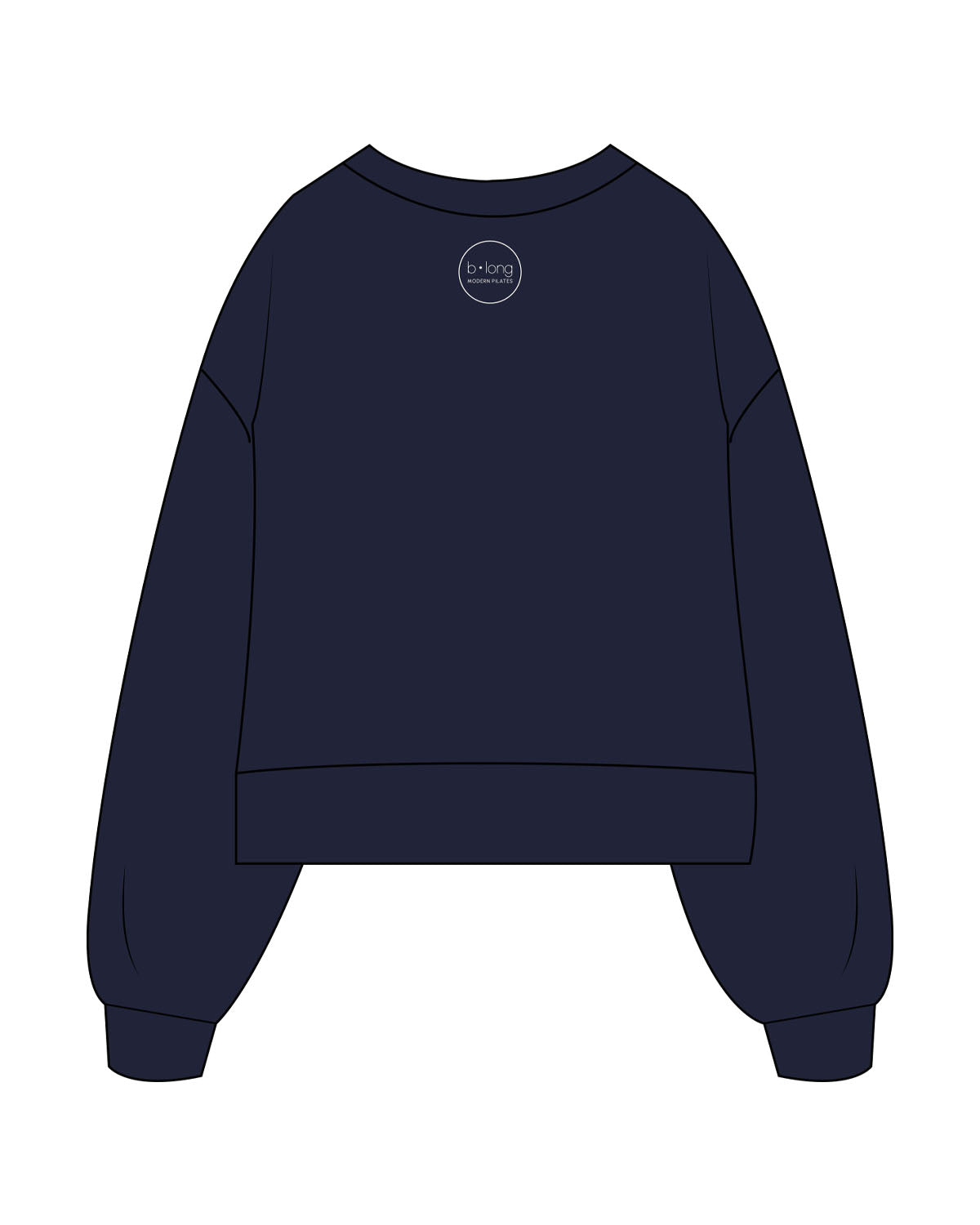 The Womens Heavyweight Crop - Navy - B Long Pilates - Left Chest Stacked & Back Neckline Round - Embroidered - Cream