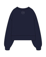 The Womens Heavyweight Crop - Navy - B Long Pilates - Left Chest Stacked & Back Neckline Round - Embroidered - Cream