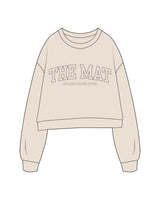THE STUDIO CROP - Latte -  MAT - Center Chest "THE MAT" - Printed- Gray