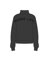 The Womens 1/4 Zip - Washed Black - Barre Life - Chest Center - Embroidered - Back Full Shoulder - Printed - Black