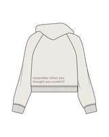 The Womens Crop Hoodie - Bone - Impower - Left Chest Staked & Back Right Bottom Stacked - Tone on Tone