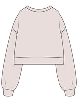 The Womens Crop Crewneck - Bone - XO Pilates - Chest Stacked - Printed - Maroon