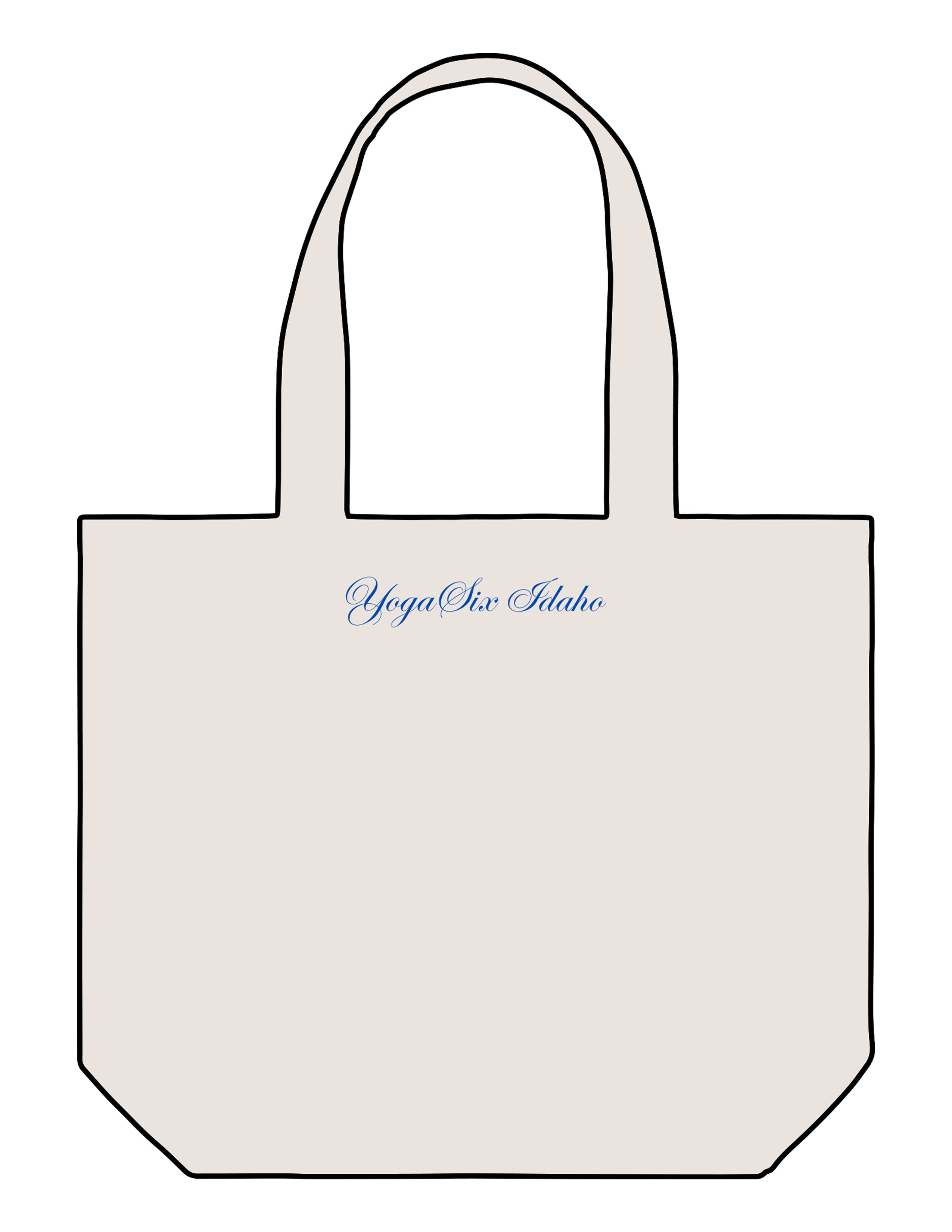 The Zipper Tote Bag - Natural - YogaSix Idaho - Upper Body Script - Embroidered - Blue