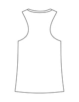 The Crop Muscle Racerback - White - XPLOREFIT - Center Chest Stacked - Printed - Black
