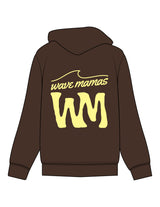 The Recycled Unisex Zip Hoodie - Brown - Wave Mamas - Left Chest & Center Back Stacked - Printed - Yellow
