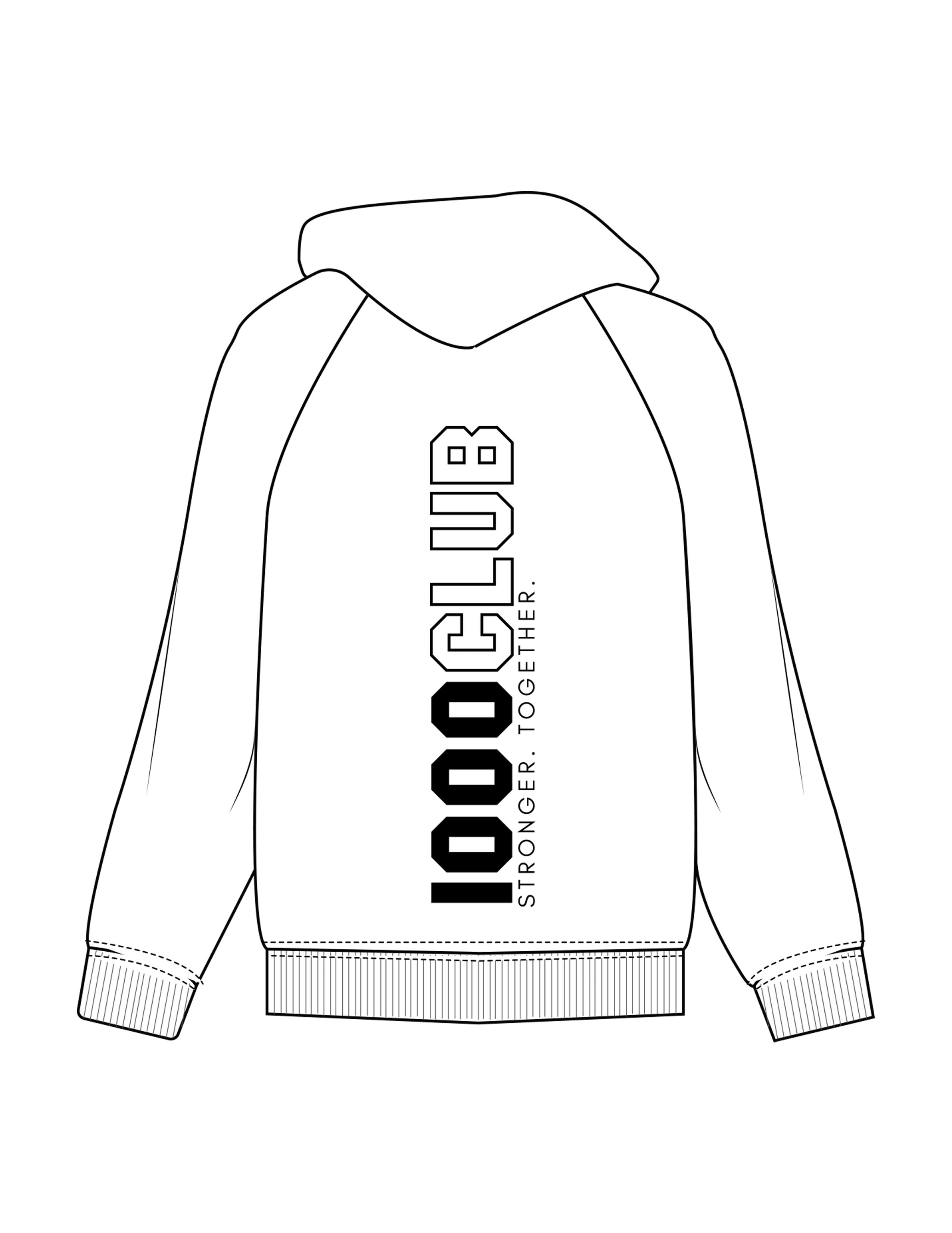 The Mens Classic Hoodie - White - HiLo - Center Chest Round & Back Vertical - Printed - Black