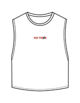 The Crop Muscle Tank - White - Tremble - Center Chest "100 Tribe" - Printed - Full Color