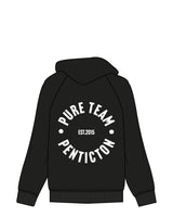The Womens Zip Hoodie - Black - Pure Movement - Left Chest & Back Center Stacked - White