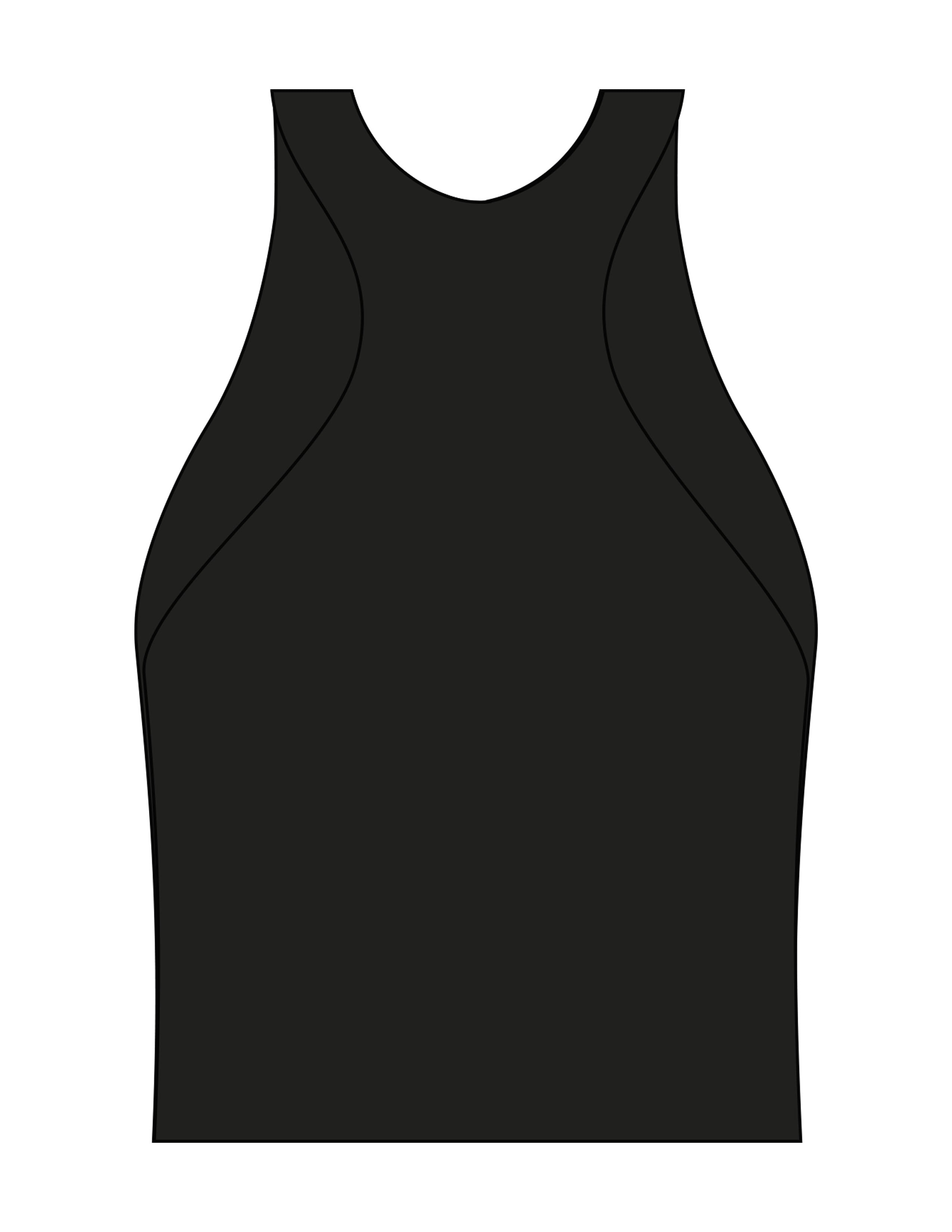 The High Neck Racer Tank - Black - Form Charleston - Center Chest Stacked - Printed - White