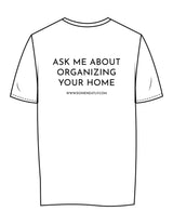 The Womens Tee - White - Neatly - Center Chest & Back Center Stacked "ASK" - Black