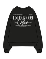 The Mens Crewneck - Black - GPT - Left Chest & Back Stacked "UNLOCK" - Printed - White