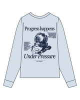 The Unisex Midweight Long Sleeve - Sky Blue - MD Hyperbaric - Left Chest Round & Back Illustration - Printed - Navy