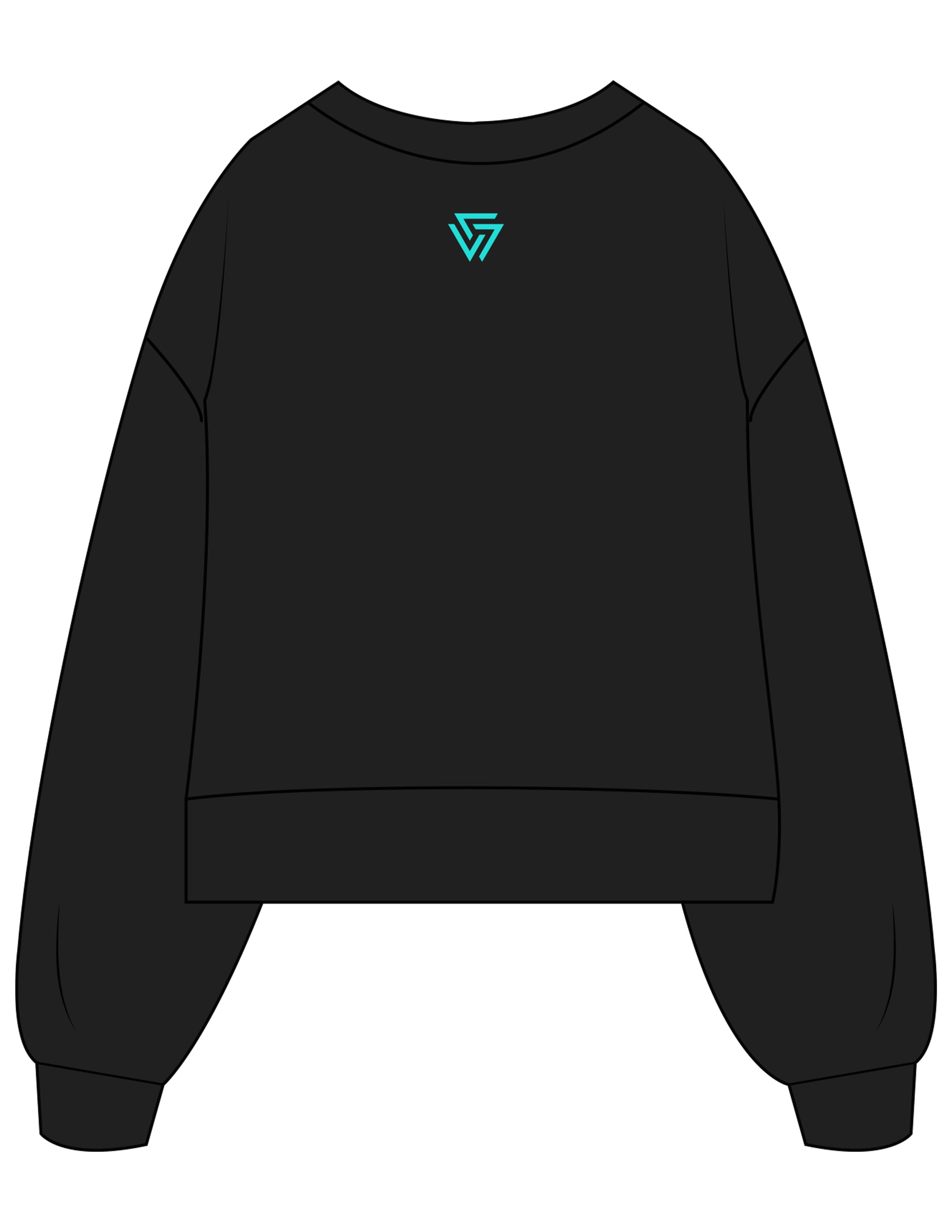 The Womens Heavyweight Crop - Black - LVL - Center Chest & Back Neckline - Printed - Full Color