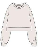 The Womens Crop Crewneck - Bone - The Stu - Left Sleeve - Printed - Black
