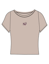 The Sporty Crop Short Sleeve - Light Brown - Neighborhood Barre - Center Chest "NB" - Printed - Purple