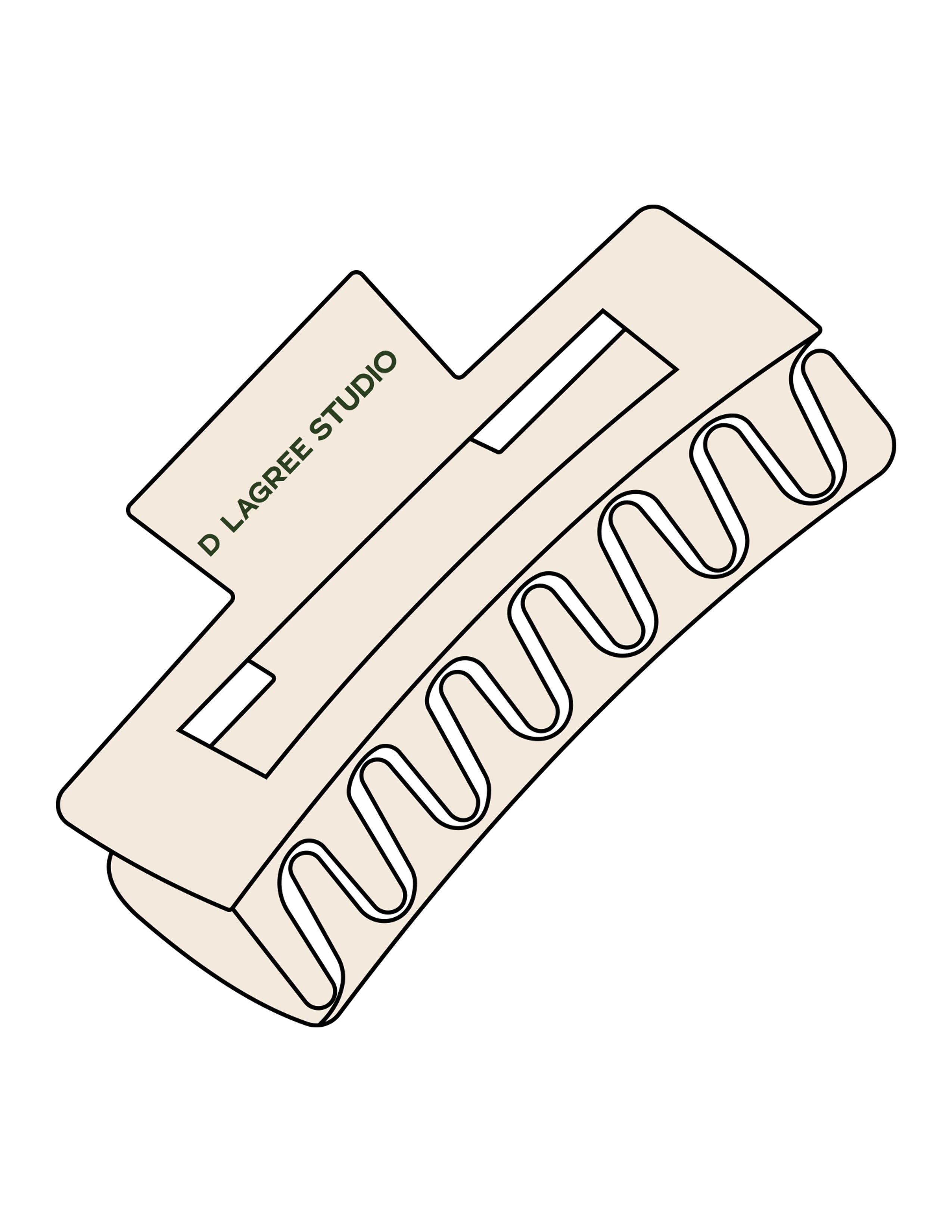 The Claw Hair Clip - Cream - D Lagree - Top Logo - Printed - Green
