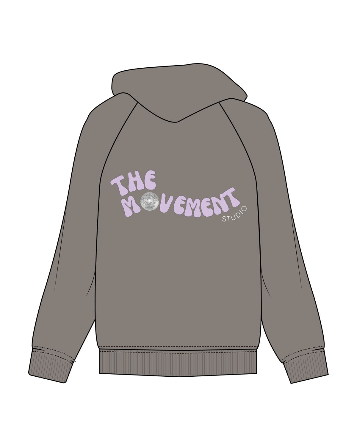 The Womens Zip Hoodie - Washed Gray - The Mvmt by Amanda - Left Chest & Back Stacked - Printed - Full Color