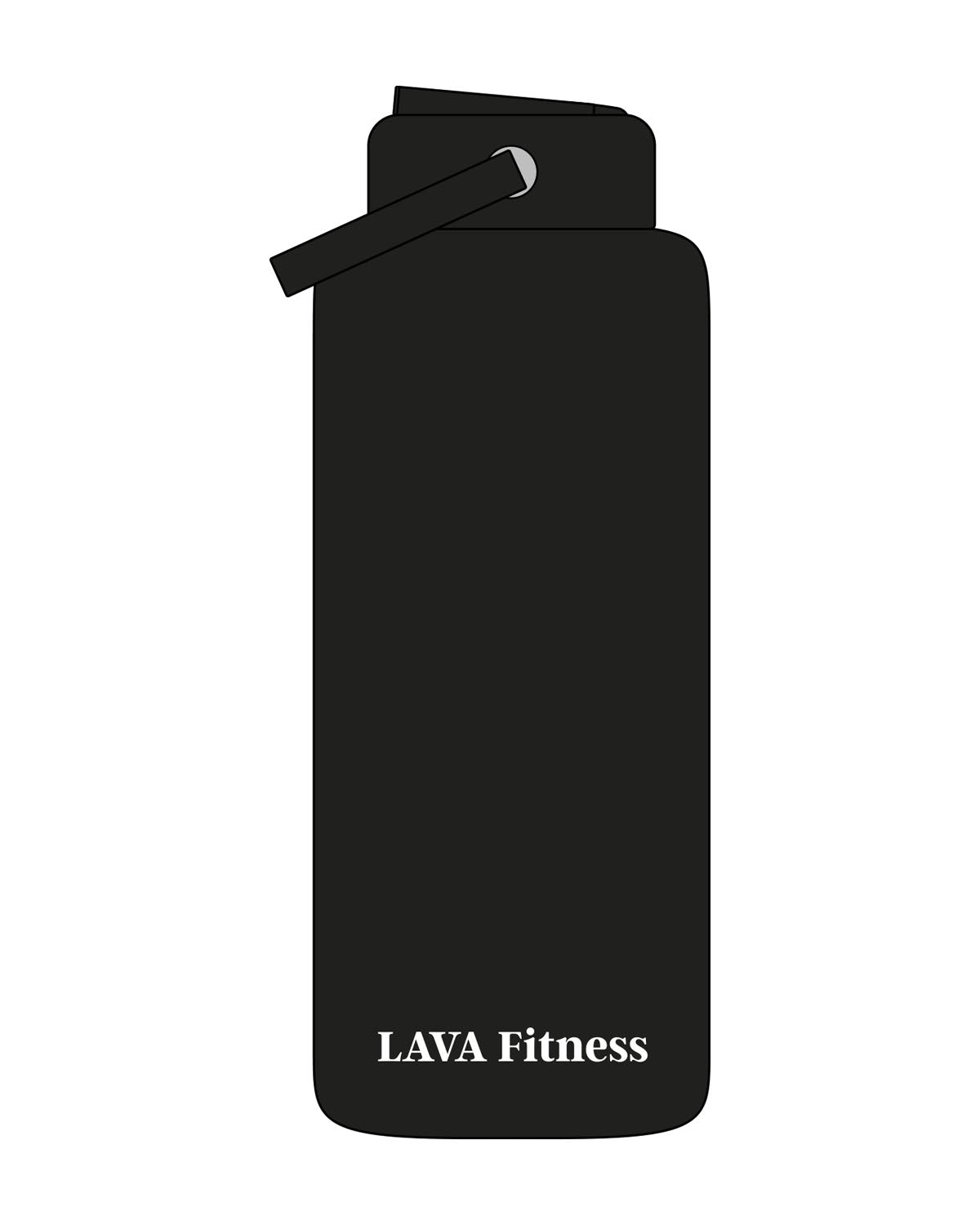 The Wide Mouth Water Bottle - Black - Lava - Center Bottom Body - Printed - White