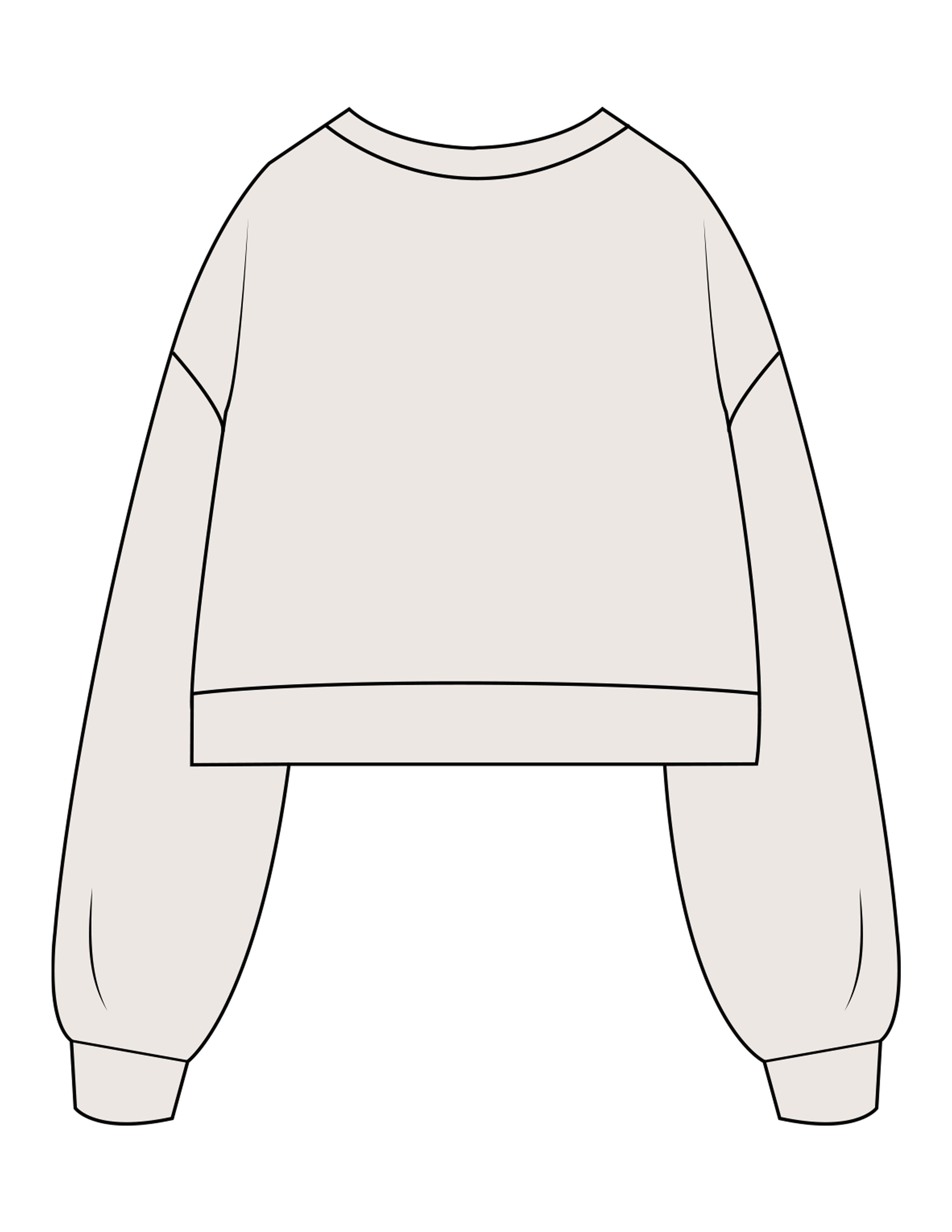 The Womens Crop Crewneck - Bone - The Ave Studio - Center Chest Stacked - Embroidered - Full Color